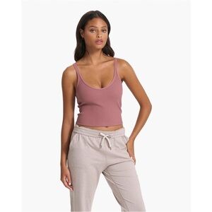 Vuori Ribbed Crop Top in Dusty Rose